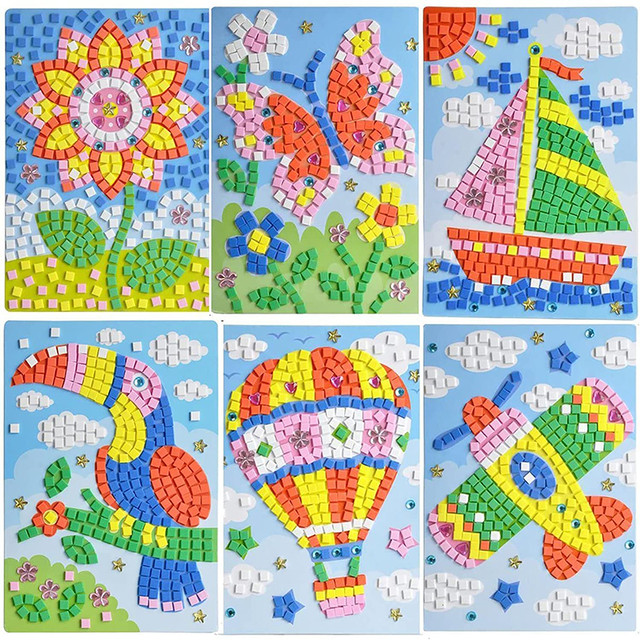 Mosaic Sticker Art Kits for Kids EVA DIY Handmade Art Crafts Kits Peel and  Press Sticker